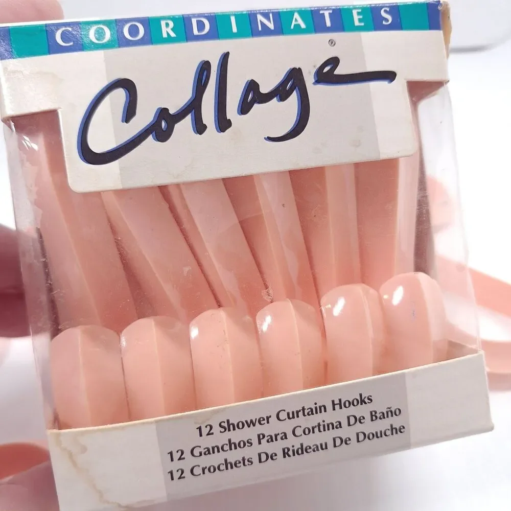 Vintage Collage Coordinates Shower Curtain Hooks Peach coral pastel orange 22